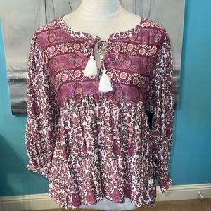 Lucky Brand Purple and White Floral Blouse